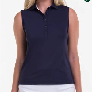 Fairway & Greene Navy Sleeveless Charlotte Jersey Polo